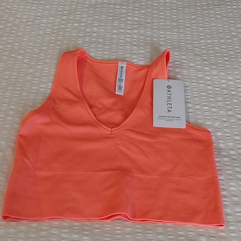 NWT Athleta Aurora Crop Rib Coral Tank - Picture 4 of 13